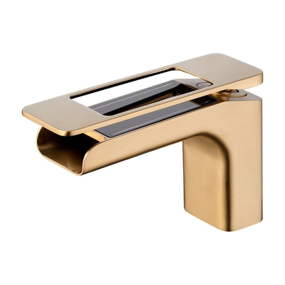 Waterfall Bathroom Faucet, LED Display Sink Mixer Tap with 3-Color Temp Sensing Light, Hot & Cold