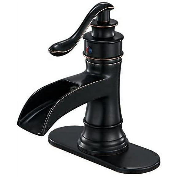Waterfall Bathroom Faucet Oil Rubbed Bronze Single-Handle One Hole Sink Faucet Farmhouse Bath Vanity Lavatory Restroom Faucets Antique
