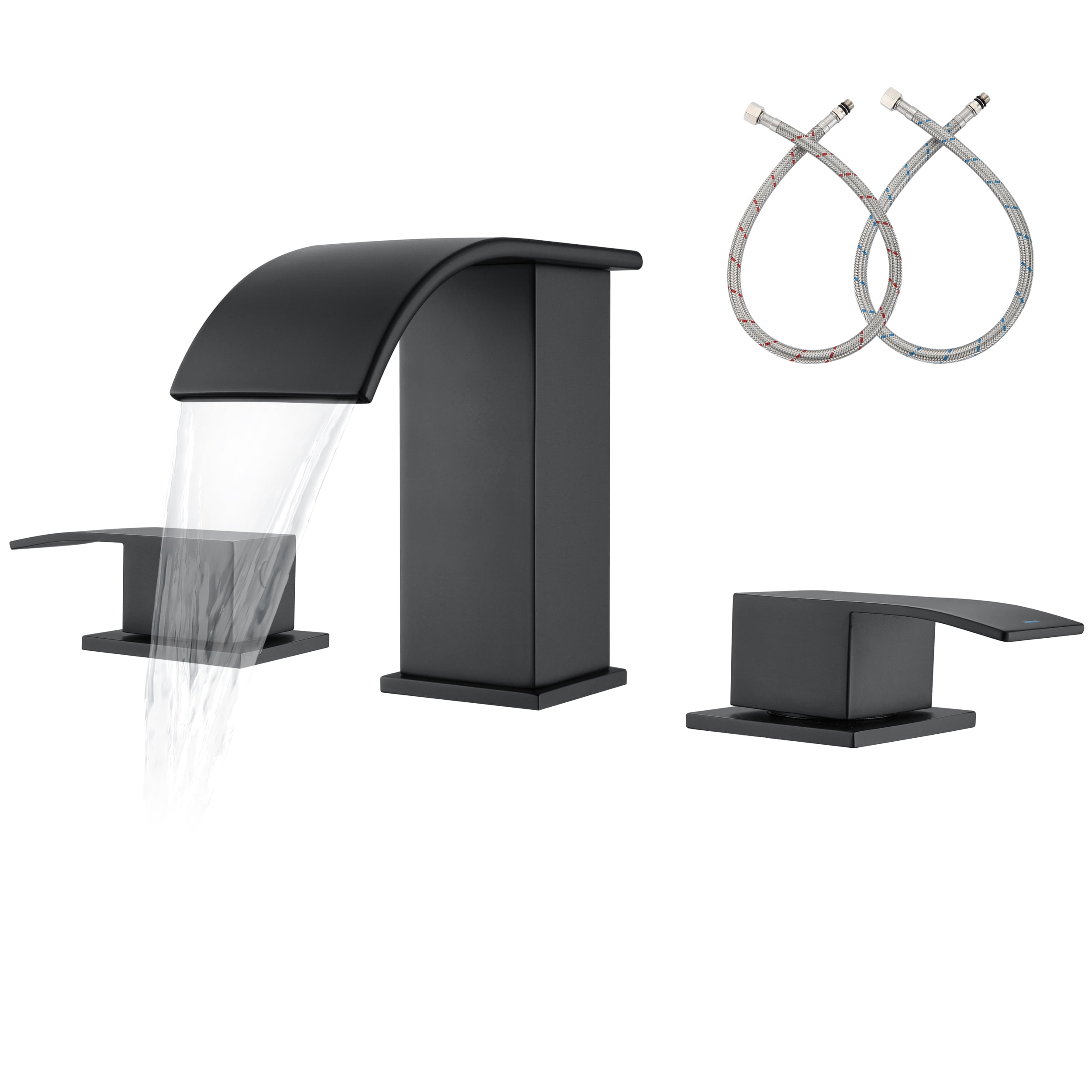 Gagalife Matte Black Waterfall Bathroom Faucet, 8 Inch Widespread 2 ...