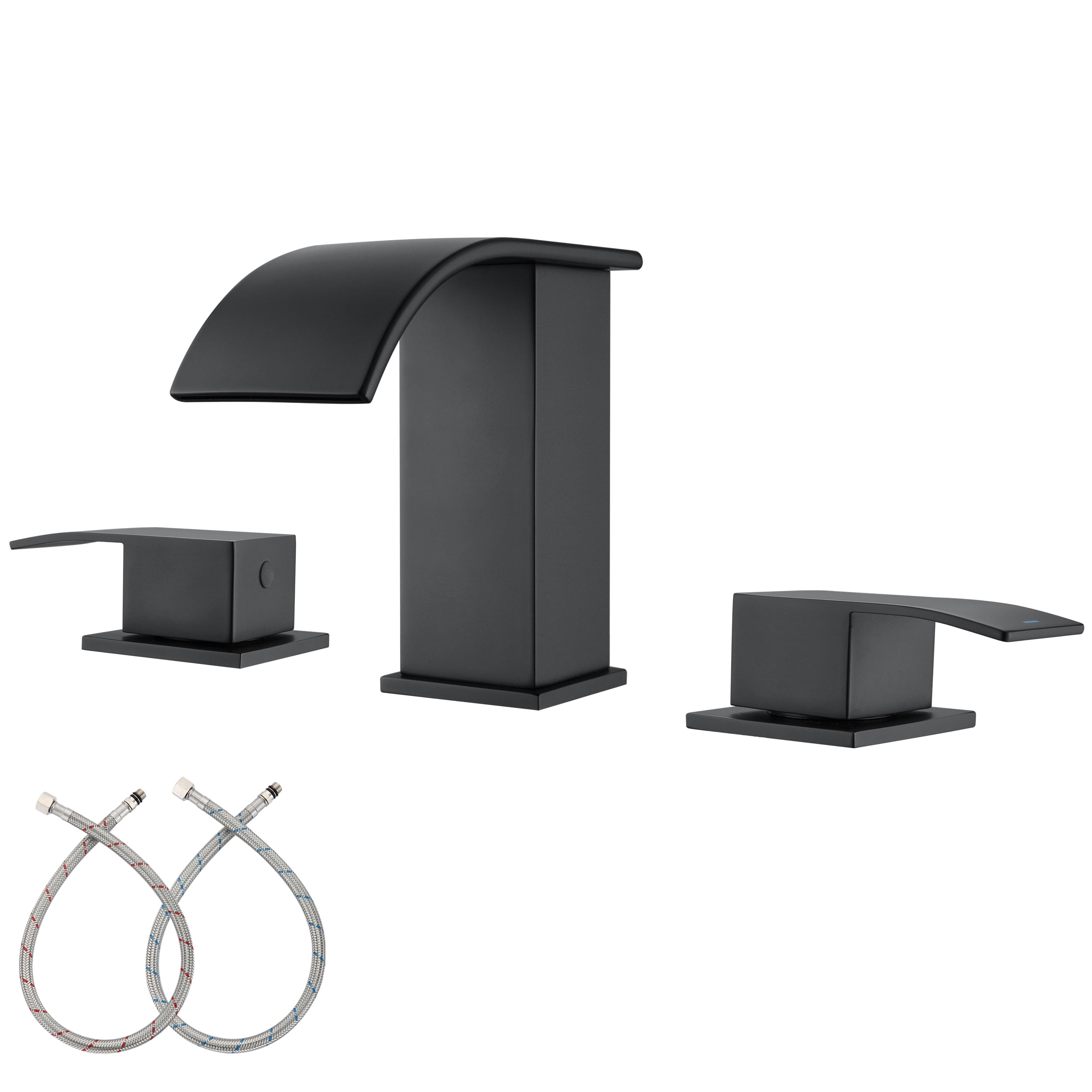 Gagalife Matte Black Waterfall Bathroom Faucet, 8 Inch Widespread 2