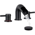 Waterfall Bathroom Faucets 3 Holes 2 Handles - Matte Black Bathroom ...