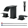 thumbnail image 1 of Waterfall Bathroom Faucets for Sink 3 Hole - Matte Black Bathroom Faucet with Pop-up Drain, 8 Inch Widespread Bathroom Sink Faucet 2-Handles, Modern Vanity Faucet with Supply Lines, 1 of 9