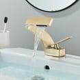 thumbnail image 1 of Zamery Brass Brushed Gold Waterfall 5.9 in Bathroom Faucet, 1 of 8