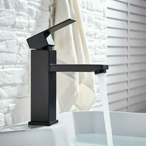 Waterfall Bathroom Sink Faucet Chrome Square Basin Mixer Tap Single Handle Deck Mounted