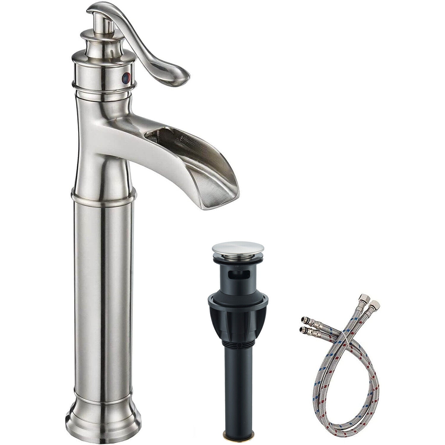 Waterfall Bathroom Vanity Sink Faucet Single Handle Mixer Tap with Pop ...