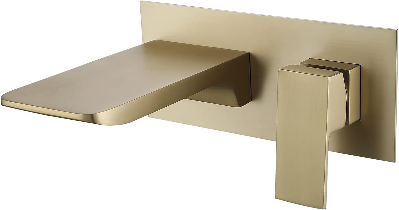Waterfall Bathroom Wall Faucet, Wall Mounted Sink Mixer Brass Wall ...