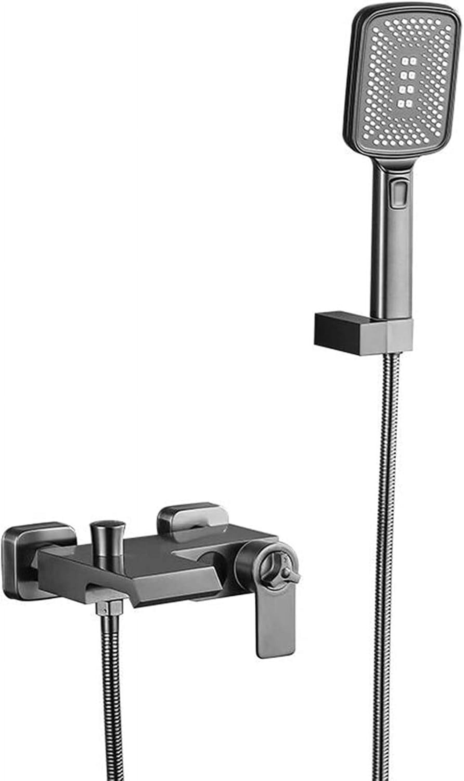 Waterfall Bathtub Faucet with Handheld Shower Wall Mounted Thermostatic Digital Bath Faucet Brass Cold and Hot Water Shower Bathroom Faucet -Grey
