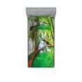 thumbnail image 1 of Waterfall Bedding Set with Sheet & Covers, Cascade Path over the Lake by the Waterfall and Hills Mother Nature Theme Idyllic, Printed Bedroom Decor 2 Shams, 4 Sizes, Green Grey, by Ambesonne, 1 of 3