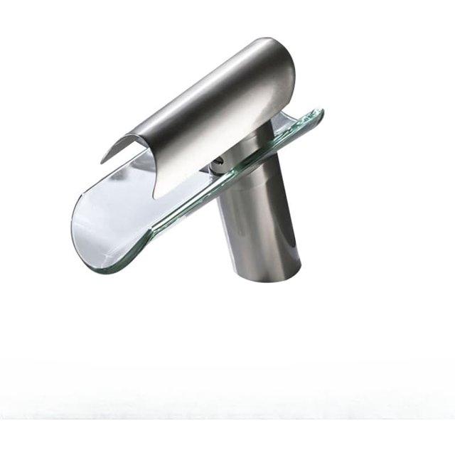 Waterfall Black Bathroom Faucet Hot Cold Mixer Crane Basin Tap Glass