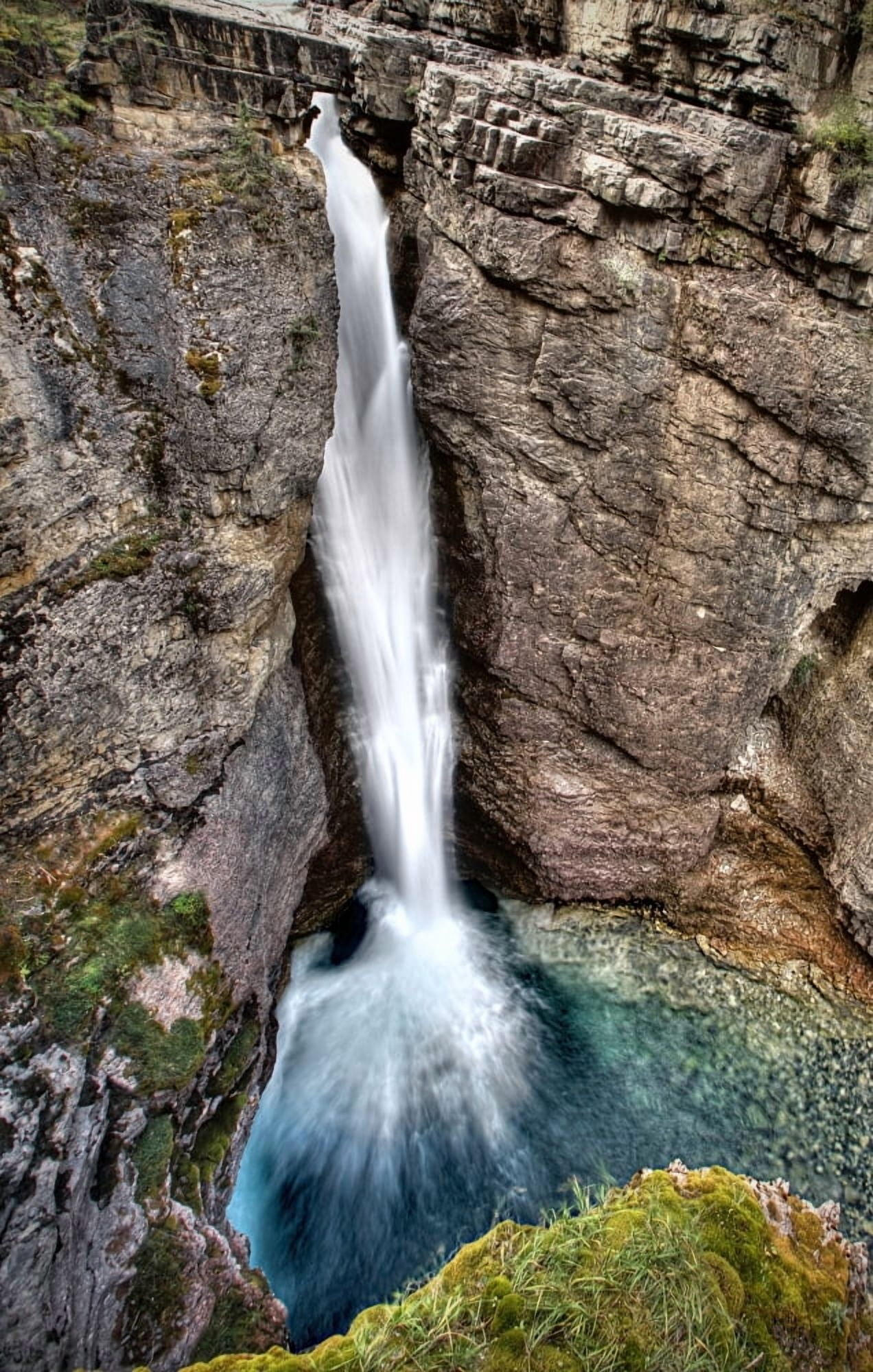 Waterfall Canvas Art - Clarke Wiebe Design Pics (24 x 38)