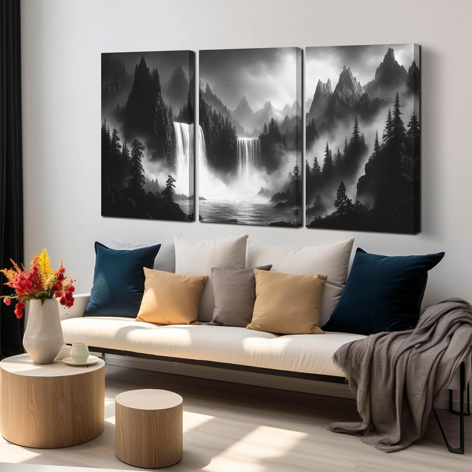Waterfall Canvas Wall Art for Living Room - Mountains Pictures Wall Art ...