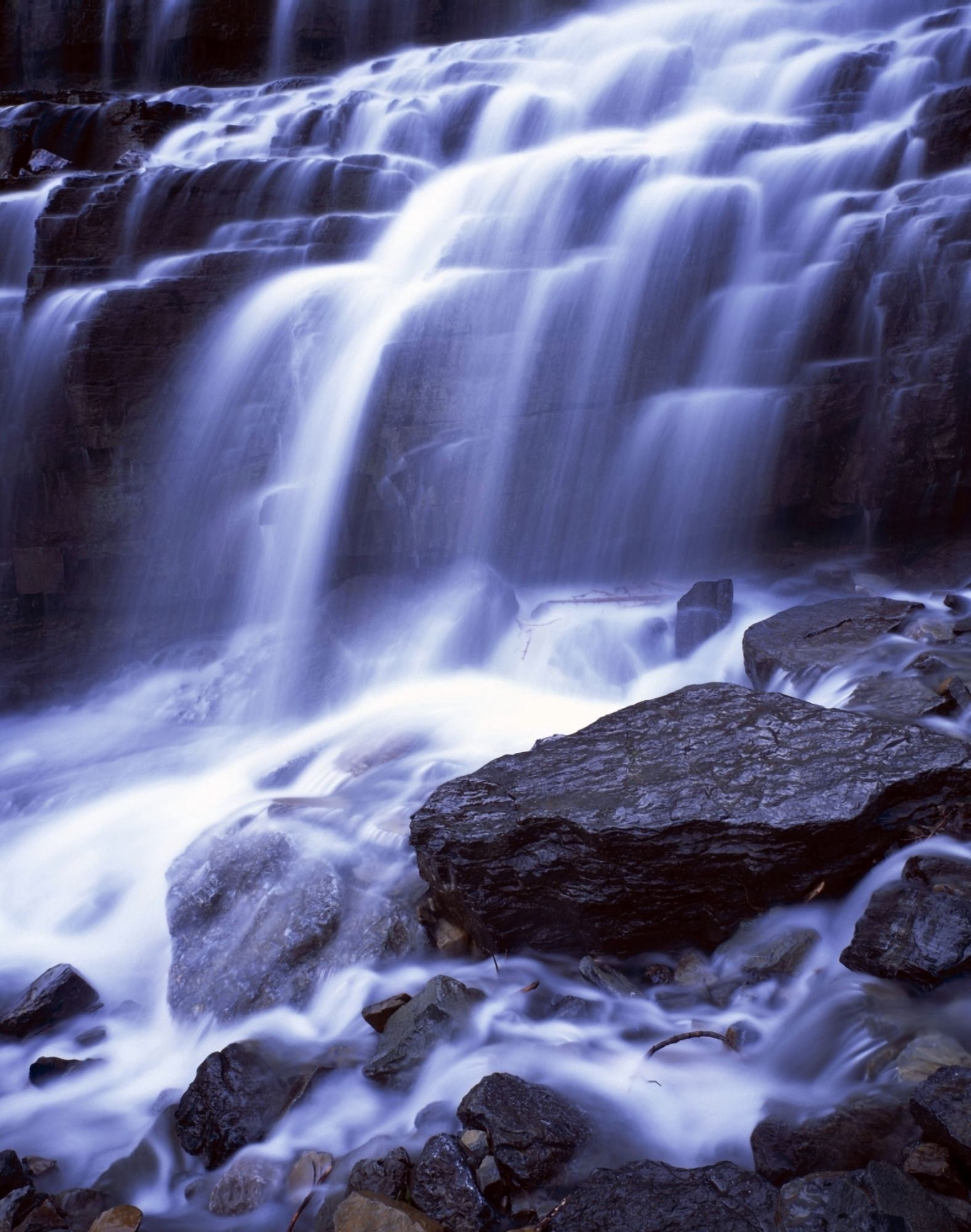 Waterfall Cascades Glacier National Park Canvas Art - Natural Selection John Reddy Design Pics (26 x 34)