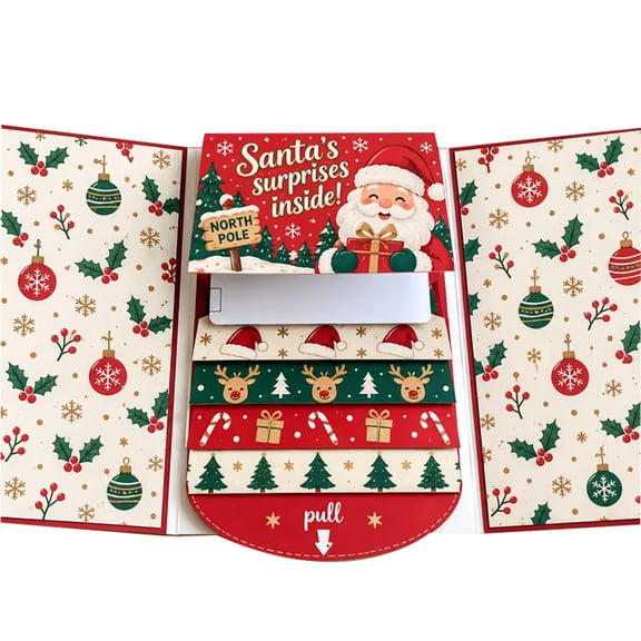 Christmas Gift Card Holder Booklet, 3-Pack Handmade Waterfall Pull-Tab ...