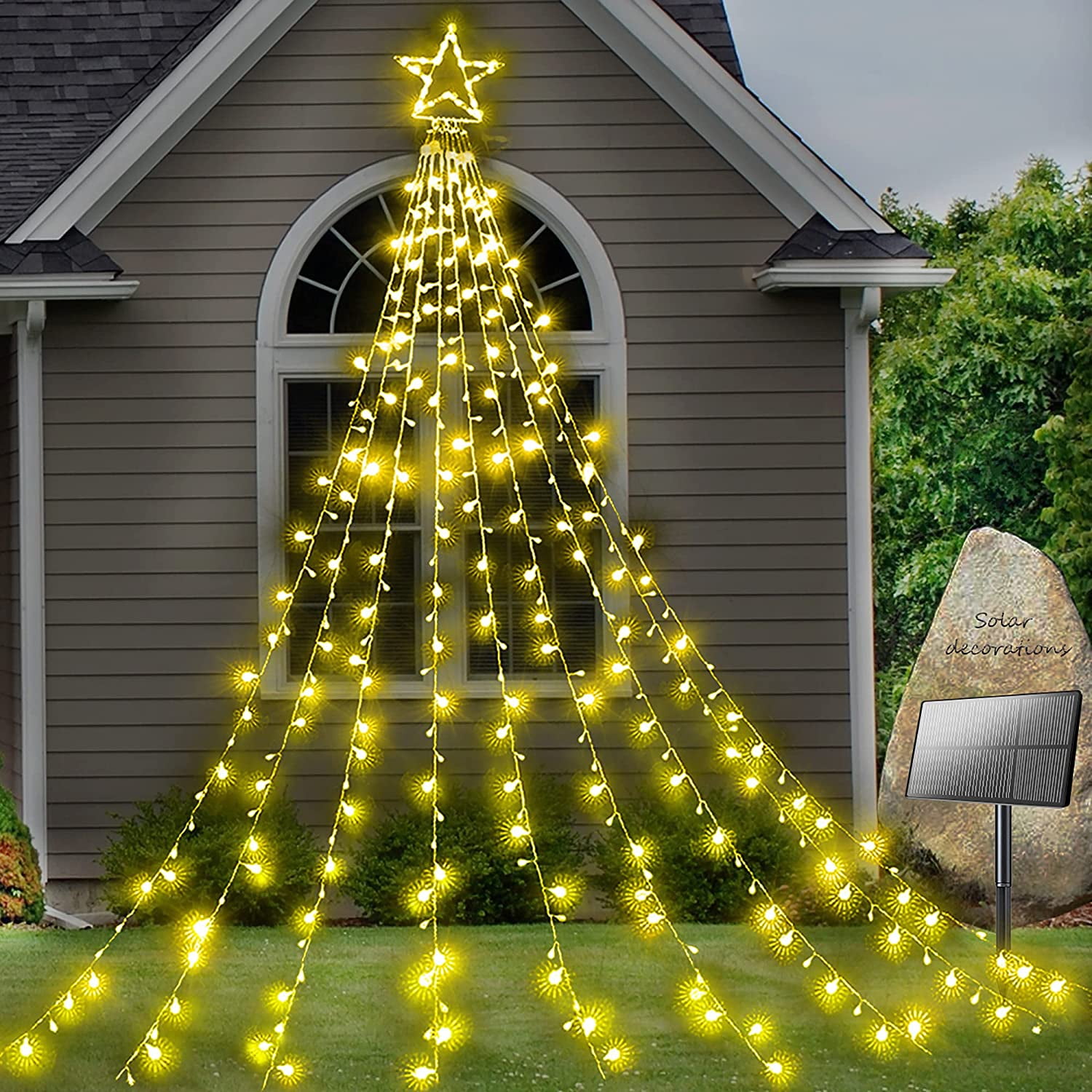  Outdoor Star Lights, 305LED Waterfall Christmas Tree Lights  Remote Control APP Hanging Fairy Light Plug in IP65 Waterproof, for Yard  Patio Roof Holiday Christmas Decor （Phantom Colour : Tools & Home