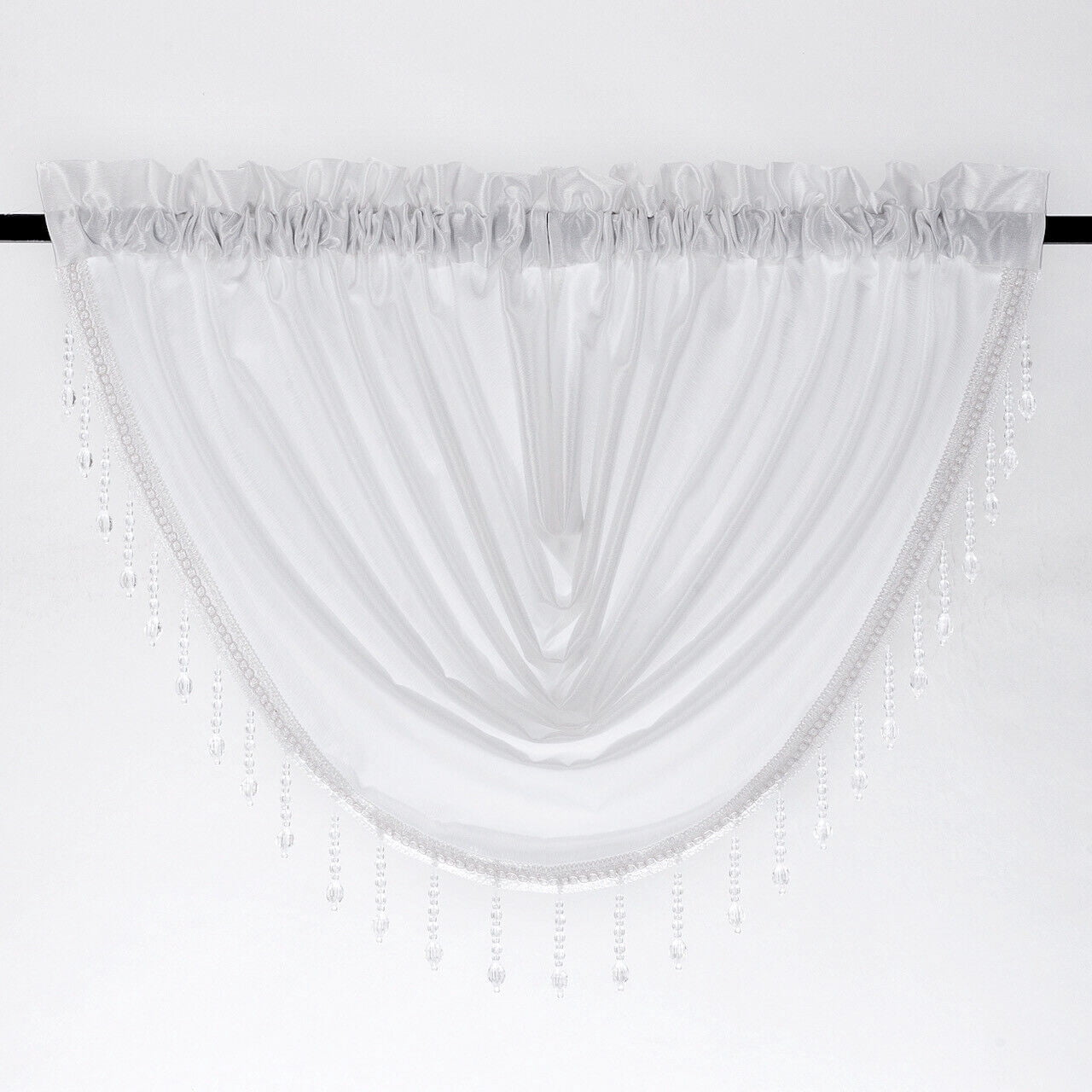 Waterfall Crystal Beaded Rod Pocket Single Valance - Assorted Colors ...