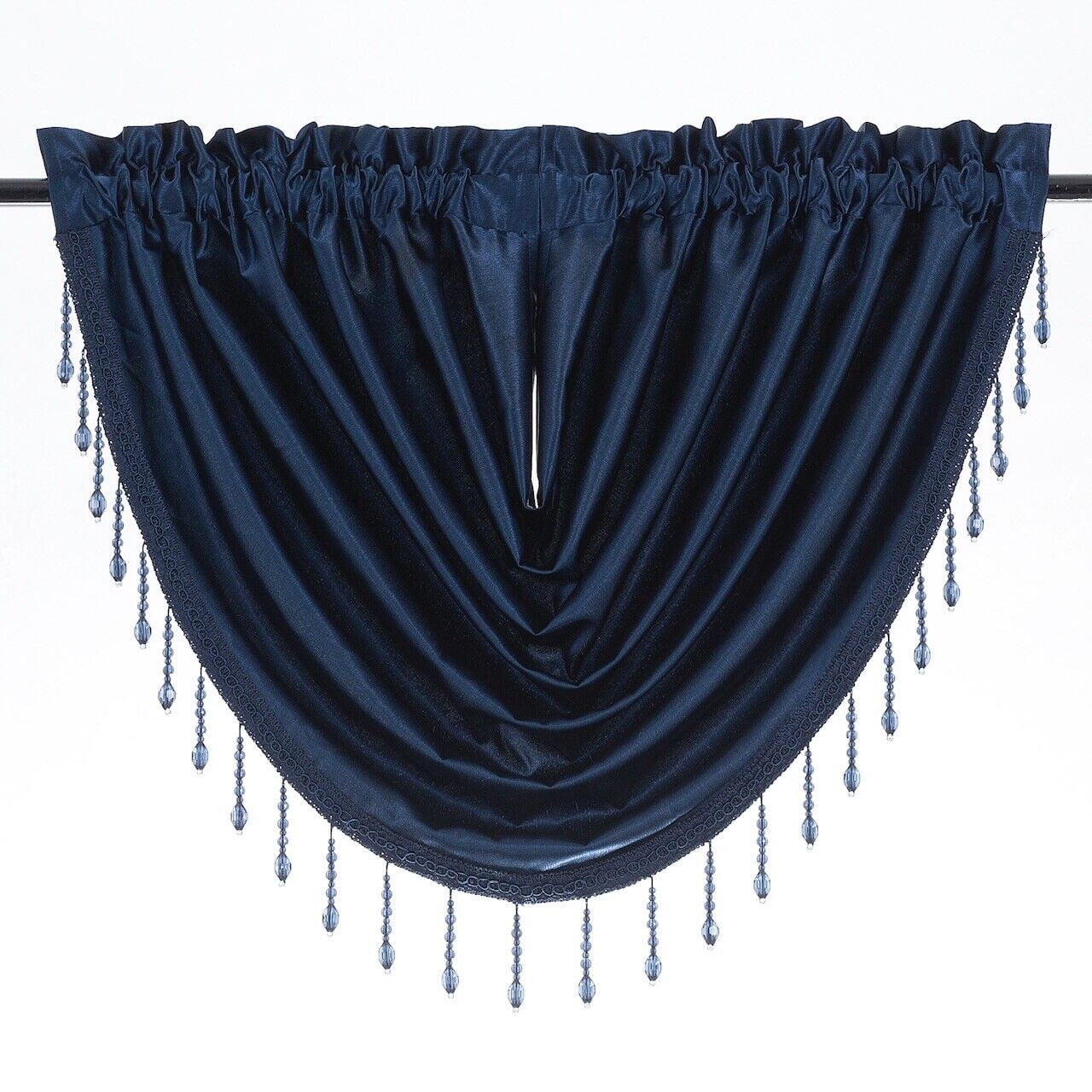 Waterfall Crystal Beaded Rod Pocket Single Valance - Assorted Colors ...