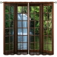 thumbnail image 1 of Waterfall Curtains, Nature Landscape Theme Forest Mountain Waterfall Scenery Scene Print Pattern Window Treatments for Bedroom Living Room Kitchen Drapes 84x84 Inch, 1 of 5