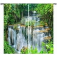 thumbnail image 1 of Waterfall Curtains - Summer Nature Theme Green Forest Tree Jungle Wild Landscape Print Pattern Waterproof Fabric Rod Pocket Window Drapes for Bedroom Living Room Dining Room 2 Panels W42 x L84, 1 of 4