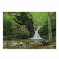 thumbnail image 1 of Waterfall Cutting Board, Waterfall in Spring Season Like Winter in Bulgaria with Trees and Bushes, Decorative Tempered Glass Cutting and Serving Board, Small Size, Green and White, by Ambesonne, 1 of 1