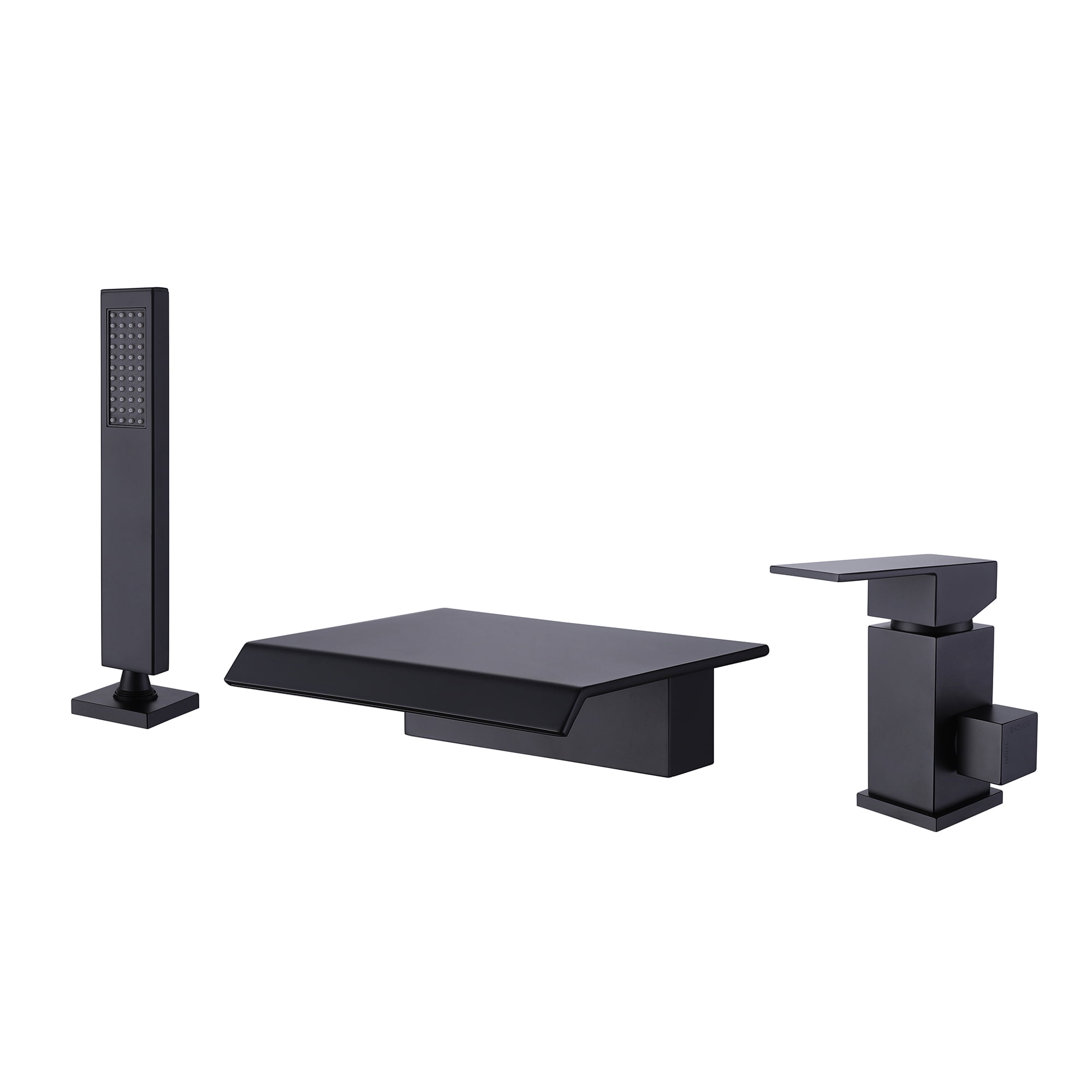Waterfall Deck Mounted Three Holes Roman Tub Filler with cUPC Ceramic Cartridge, Two Handles Bathtub Faucet with Hand Shower