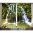 thumbnail image 1 of Ambesonne Scenery Curtains 2 Panel Set, Botanic Plants in Lake, 108" x 90", White and Green, 1 of 3
