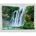 thumbnail image 1 of Waterfall Decor Tapestry, Huge Waterfall Landscape Surrounded by Green Botanic Plants in Nature , Wall Hanging for Bedroom Living Room Dorm Decor, 60W X 40L Inches, Green and White, by Ambesonne, 1 of 2