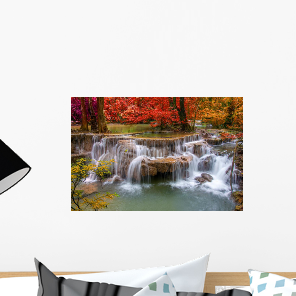 Waterfall Deep Rain Forest Wall Mural by Wallmonkeys Peel and Stick ...