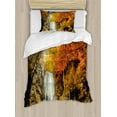 thumbnail image 1 of Waterfall Duvet Cover Set Twin Size, Majestic Waterfall Cascade in the Forest Flows down Crystal Pure Habitat View, Decorative 2 Piece Bedding Set with 1 Pillow Sham, Orange Blue, by Ambesonne, 1 of 3