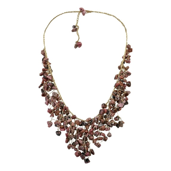 Waterfall Earth Tones Jasper Braided Gold Silk Necklace