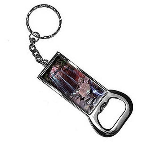 Waterfall El Yunque Rainforest Puerto Rico Keychain Key Chain Ring Bottle Bottlecap Opener