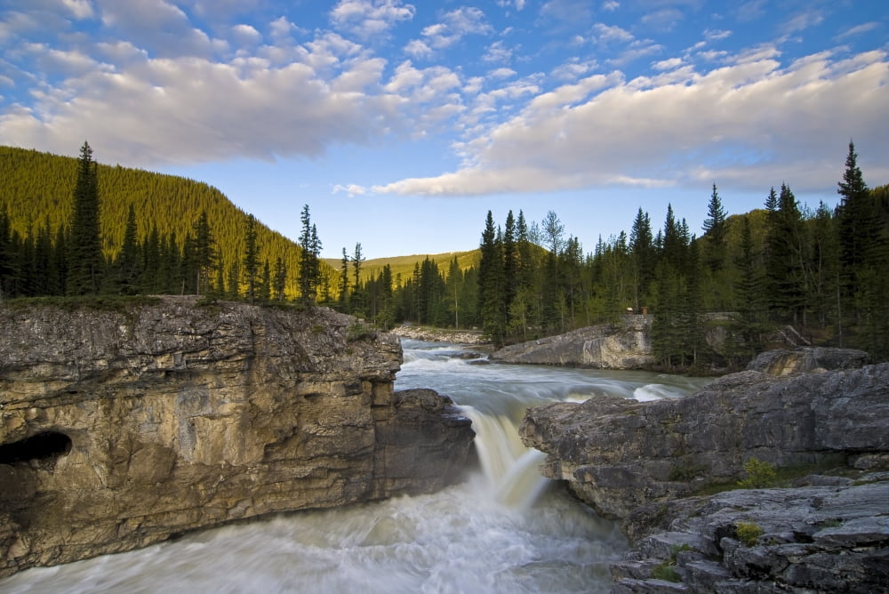 Waterfall Elbow River Kananaskis Country Alberta Canvas Art - Philippe Widling Design Pics (17 x 11)