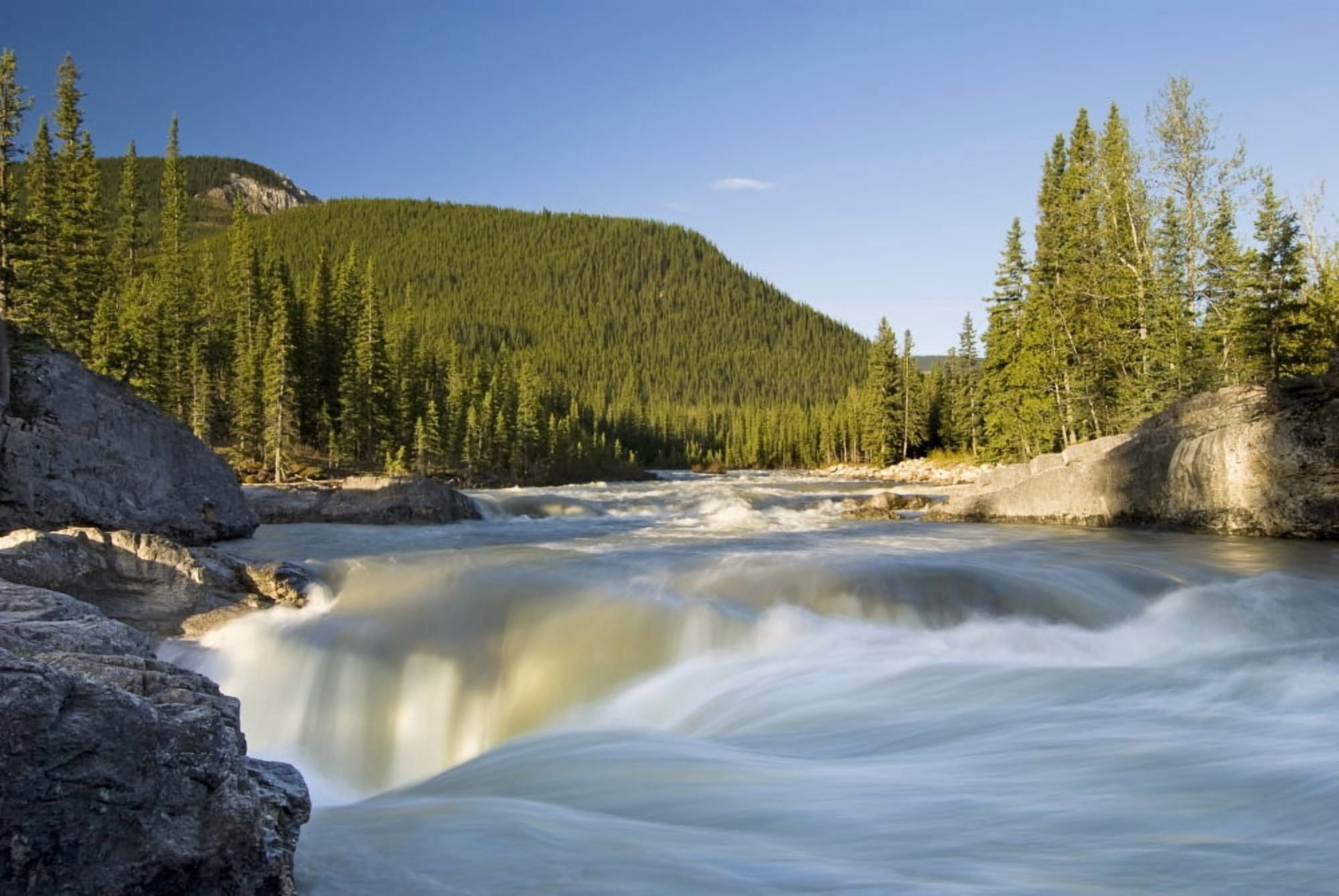 Waterfall Elbow River Kananaskis Country Alberta Canvas Art - Philippe Widling Design Pics (34 x 22)