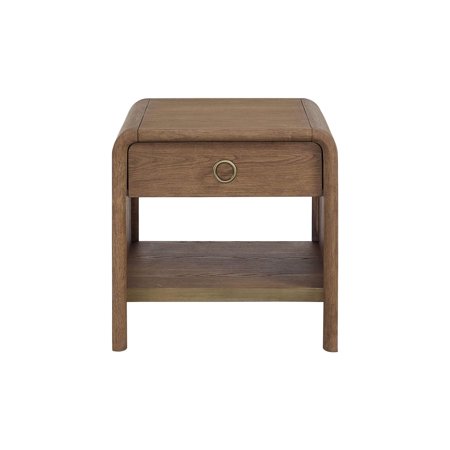 Waterfall End Table Latte Light Brown Solid Wood Mdf