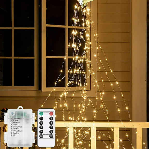 Waterfall Fairy Bunch Lights Waterproof 14 Strands 280 LED Copper Wire Vine String Lights for Watering Can Battery Operated Firefly Bunch Lights with Remote Control