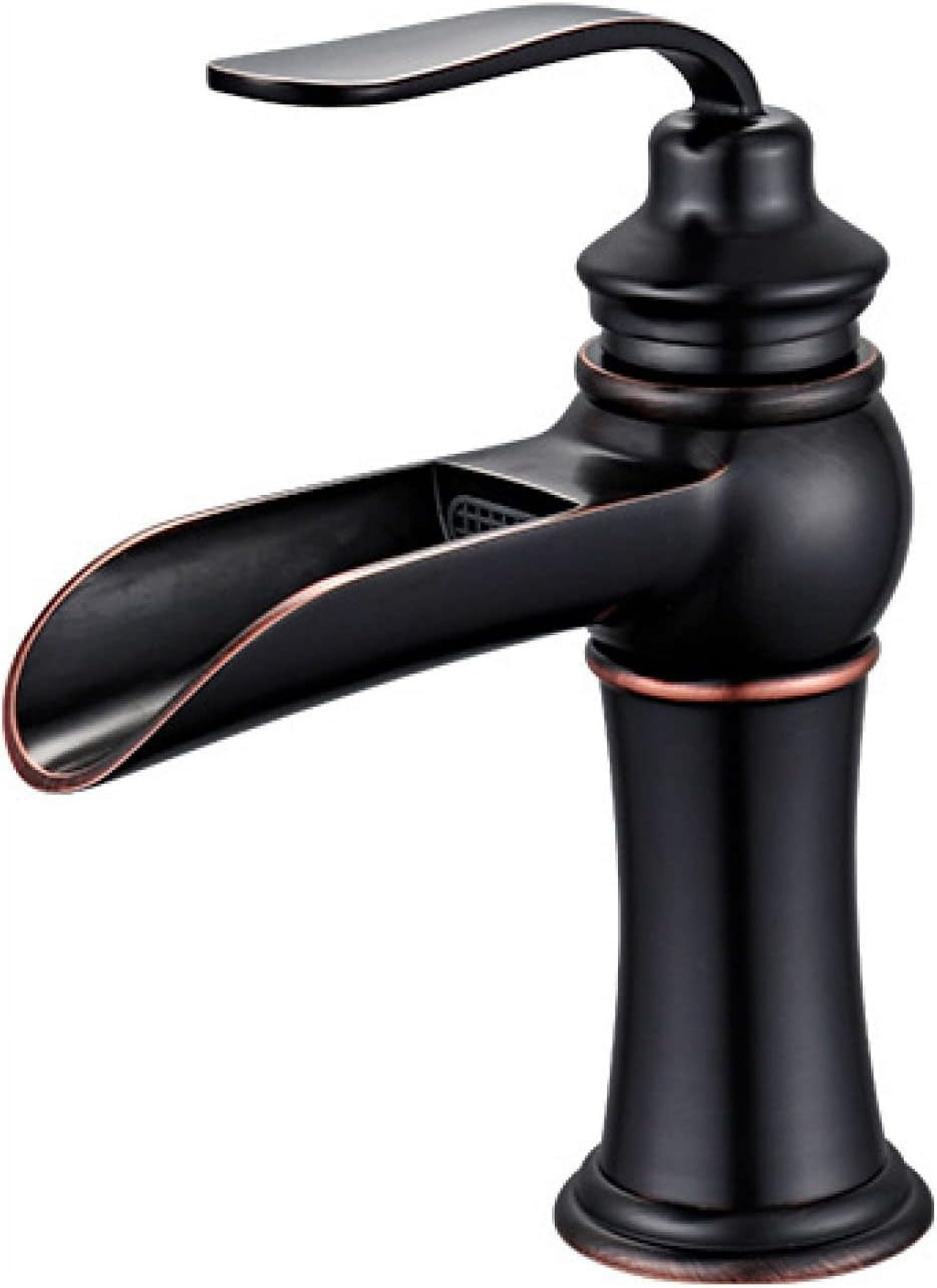 Waterfall Faucet for Bathroom Sink Black, Solid Brass, Hot and Cold Sink Mixer Tap Faucet, Waterfall Single Handle Bathroom Sink Faucet, high
