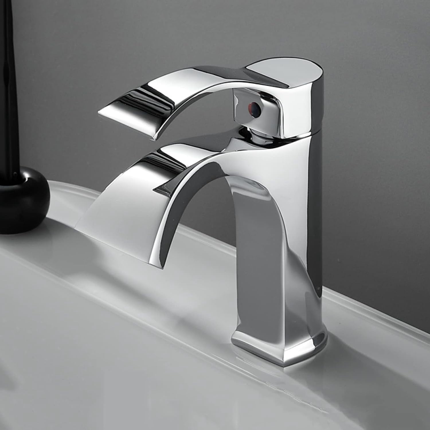 Waterfall Faucet for Bathroom Sink Chrome, Hot and Cold Sink Mixer Tap Faucet, Single Handle ...