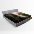 thumbnail image 1 of Waterfall Fitted Sheet, Waterfalls at Fairy Sunset Sky in Iceland Scenic Spring Rural Wildlife Art Image, Soft Decorative Fabric Bedding, Full Size, Multicolor, by Ambesonne, 1 of 2