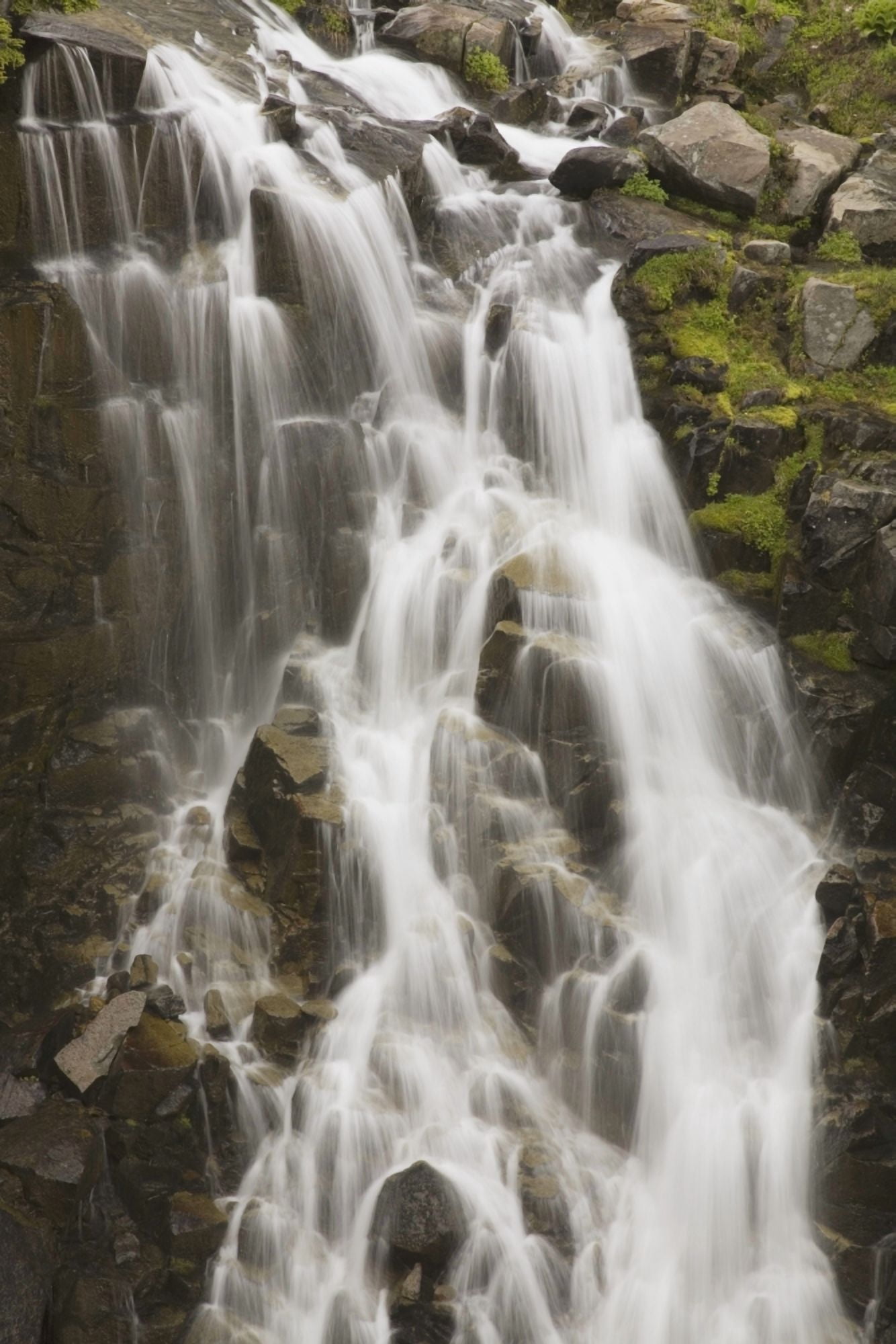 Waterfall Flowing Over Rocks WashingtonUsa Canvas Art - Craig Tuttle Design Pics (12 x 19)