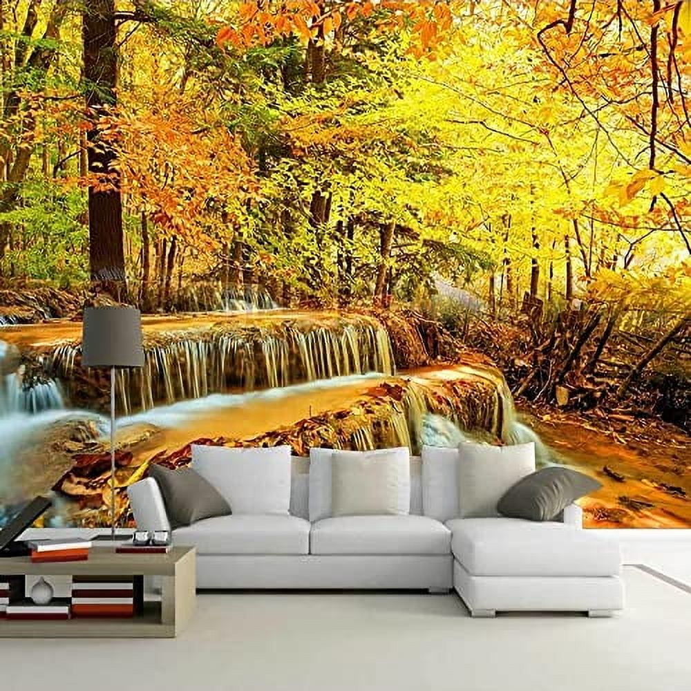 Waterfall Flowing Water 3D Wall Murals Wallpaper, Forest Landscape ...