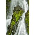 thumbnail image 1 of Waterfall Flows Over Green Foliage And Rock Outcrop Cordova Southcentral Alaska Summer Poster Print, 1 of 3