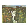 thumbnail image 1 of Waterfall - Hamakua Coast Island of Hawaii - United Air Lines - Vintage Airline Travel Poster by Millard Sheets c.1960s - Fine Art Matte Paper Print (Unframed) 20x26in, 1 of 4