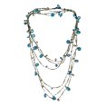 thumbnail image 1 of Waterfall Handmade Long Blue TQ Brass Layer Multi-Strand Statement Necklace, 1 of 3