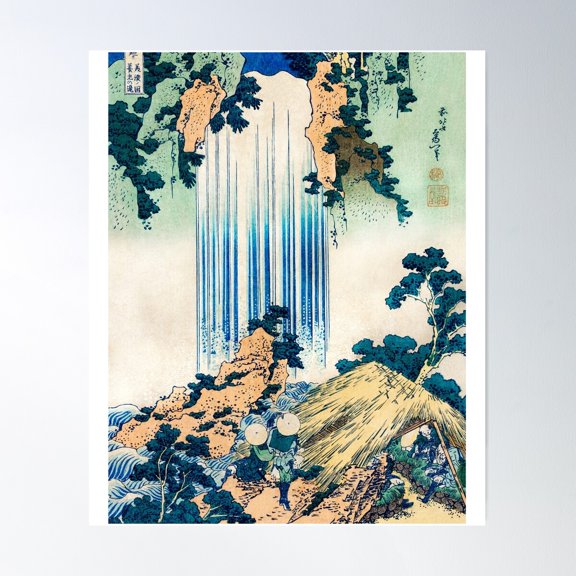 Waterfall In Art Of Mi.No Provine Retro Japanese Poster Wall Art, Modern Wall Decor For Living Room Bedroom, 8x12 UNFRAMED