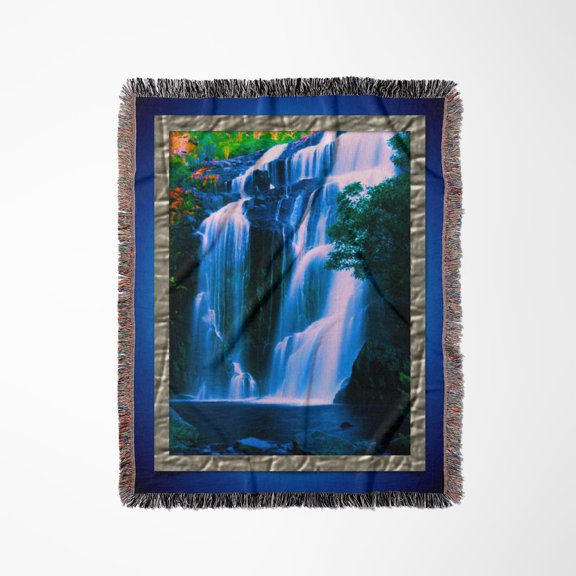 Waterfall In Neon, Woven Blanket