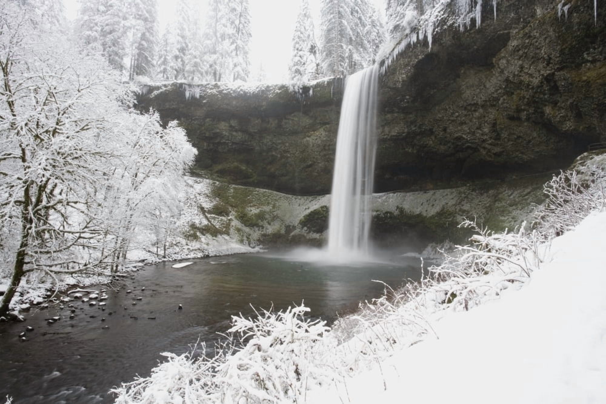 Waterfall In Winter Canvas Art - Craig Tuttle Design Pics (19 x 12)