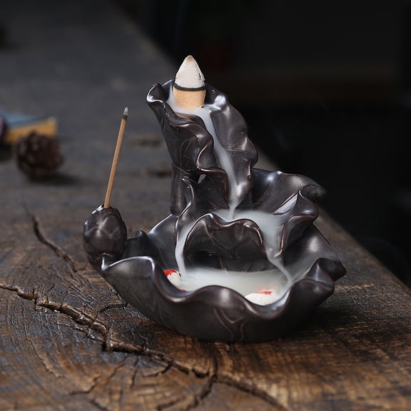 Waterfall Incense Burner, Lotus Backflow Incense Holder Ceramic Censer Cones Sticks Porcelain Holder