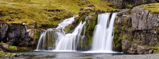 Waterfall Kirkjufellsfoss Waterfall Myrar Snaefellsnes Borgarfjordur Iceland Canvas Art - Panoramic Images (30 x 12)