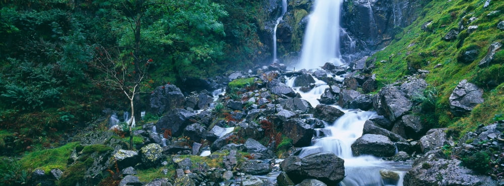 Waterfall Lake District Lake District National Park England Canvas Art - Panoramic Images (27 x 9)