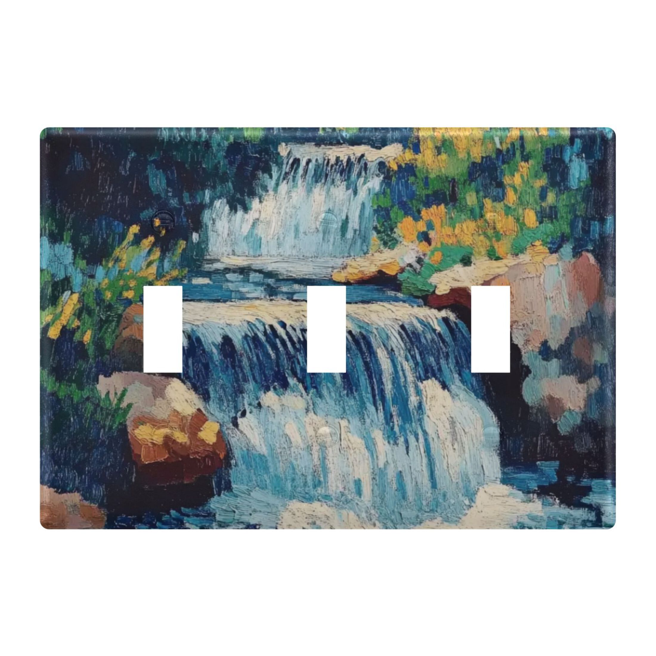 Waterfall Landscape Light Switch Cover Decorative 3 Gang Wall Plate ...