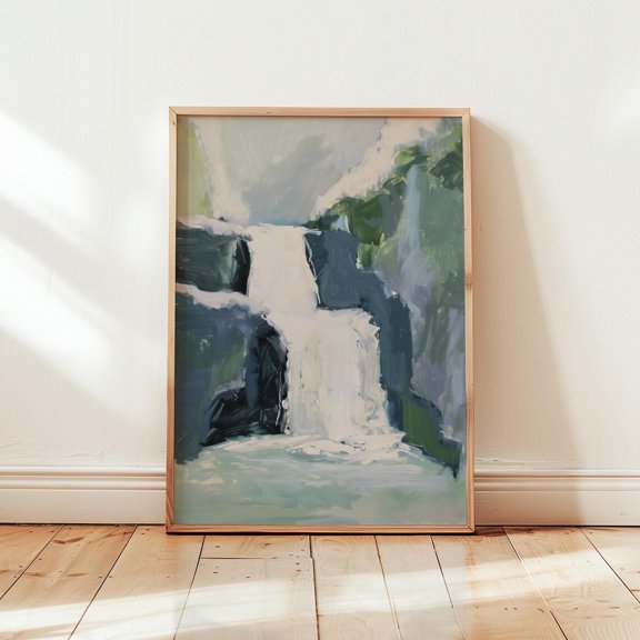Waterfall Landscape Mountain Nature River Wilderness Poster Art, Unframed Poster